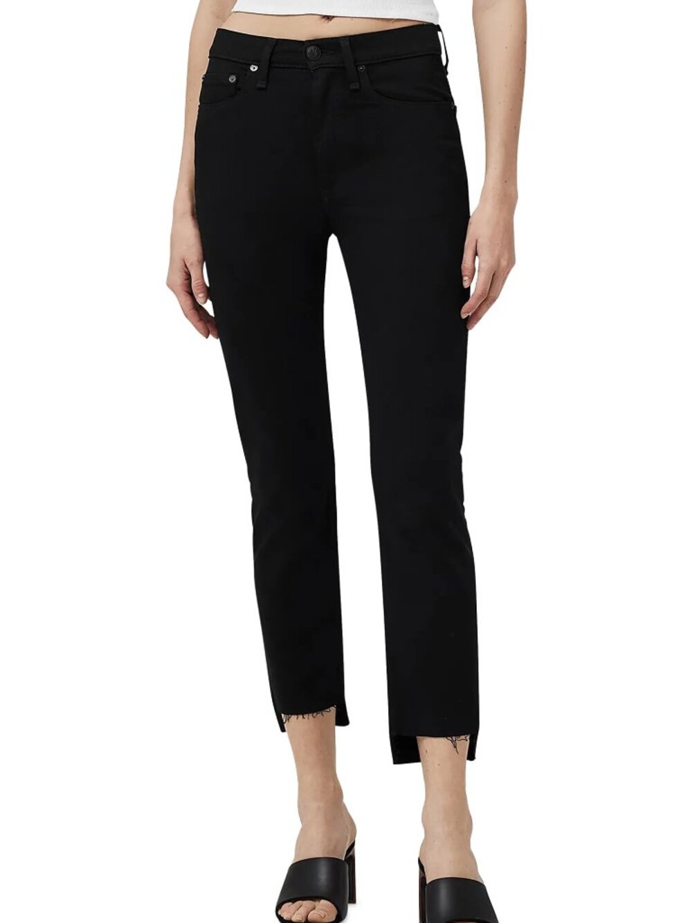 NEW! RAG & BONE WREN HIGH-RISE SLIM STRAIGHT JEANS STEP FRAY CROP DENIM sz 23